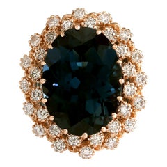 Natural Topaz 14 Karat Rose Gold Diamond Ring