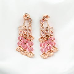 14.31 Carat Pink Sapphire 2.65 Carat SI/H Diamond Earrings 14 Karat Rose Gold
