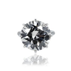 14.31 Carat Round Brilliant Diamond Ring Brilliant White 18K Gold