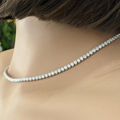 14.31 carats Diamond Tennis Necklace Choker in 18k White Gold 16.75" long