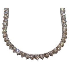 14.31 carats Diamond Tennis Necklace Choker in 18k White Gold 16.75" long
