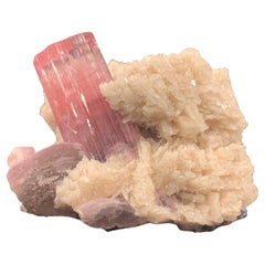 Antique 143.28 Pink Tourmaline With Cleavelandite Specimen From Paprook, Afghanistan 