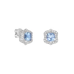 Sunita Nahata Aquamarine 1.43ct. Stud Earrings in 18KWG with Diamond.