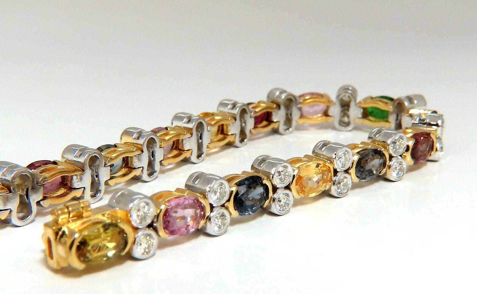 Women's or Men's 14.35ct Natural Spinel, Ruby, Sapphire, Green Garnet diamonds bracelet Gemline For Sale