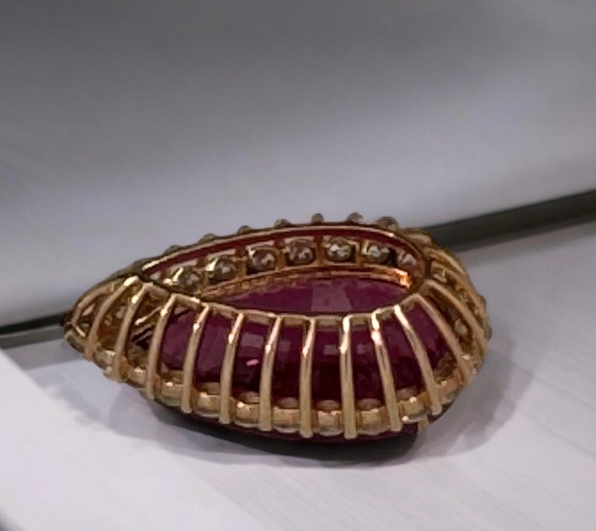 14.36 Carat Rubellite and Diamond Tennis Necklace For Sale 1