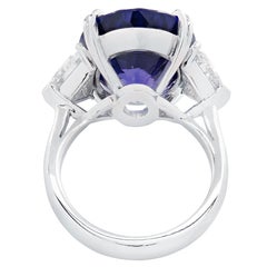 14.36 Carat Tanzanite & Diamond Three Stone Ring