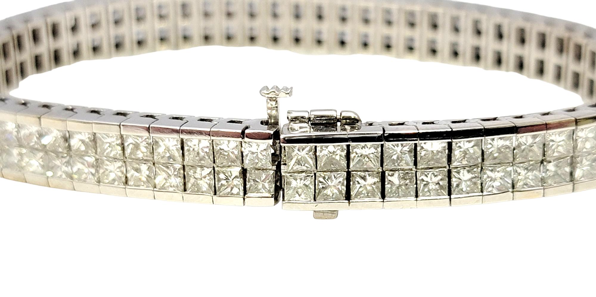 14,36 Karat Total Princess Cut Zweireihiges Diamantarmband aus 18 Karat Gold im Zustand „Gut“ im Angebot in Scottsdale, AZ