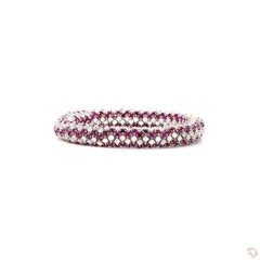 14.37 Carat Old Mine Cut Diamond Ruby Gold Bracelet