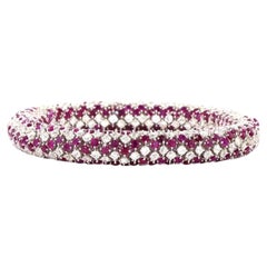 14.37 Carat Old Mine Cut Diamond Ruby Gold Bracelet