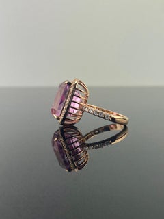 14,38 Karat Kunzit und Diamant-Cocktail-Verlobungsring