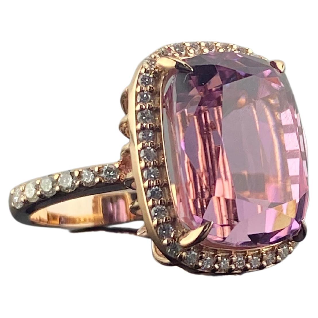 14.38 Carat Kunzite and Diamond Cocktail Engagement Ring