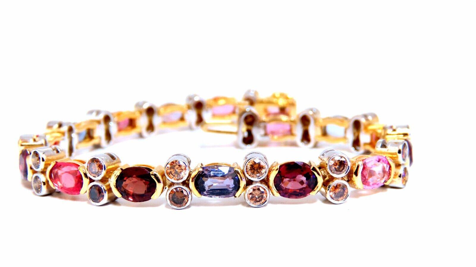 Uncut 14.38ct Natural Multicolored Spinel Diamonds Bracelet Gemline 14kt For Sale