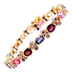 14.38ct Natural Multicolored Spinel Diamonds Bracelet Gemline 14kt*