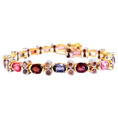 14.38ct Natural Multicolored Spinel Diamonds Bracelet Gemline 14kt