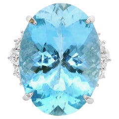 14.39 Carat Aquamarine & Diamond Platinum Ring