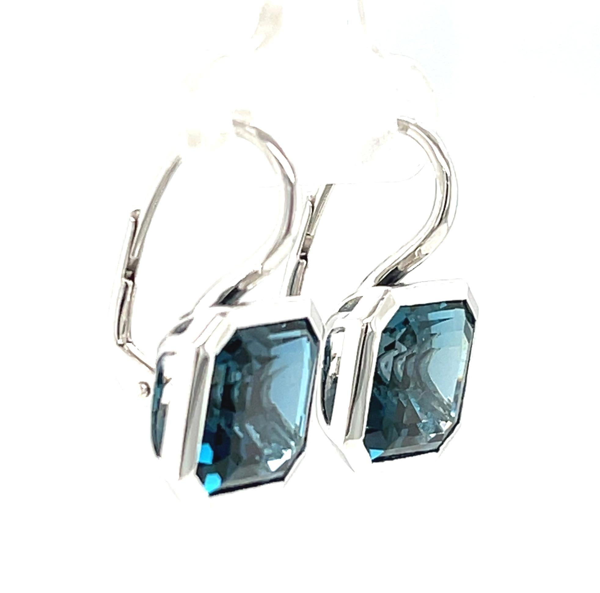square blue topaz earrings