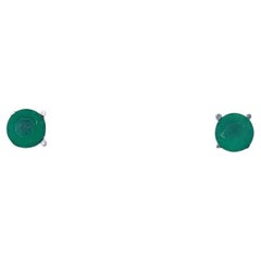 1.43ct Emerald Lab Solitaire Stud Earrings 18ct White Gold