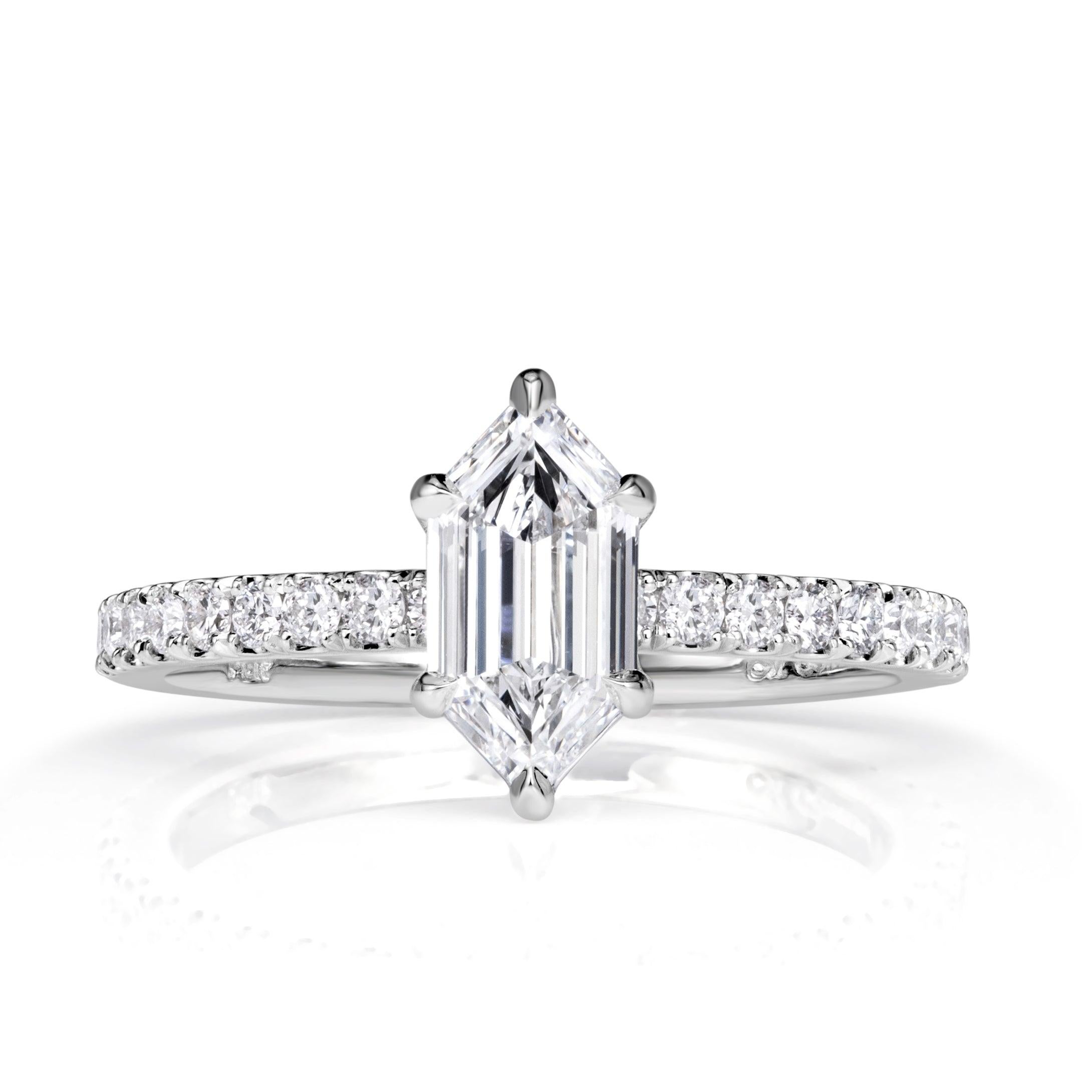 1.43ct Hexagon Cut Diamond Engagement Ring For Sale