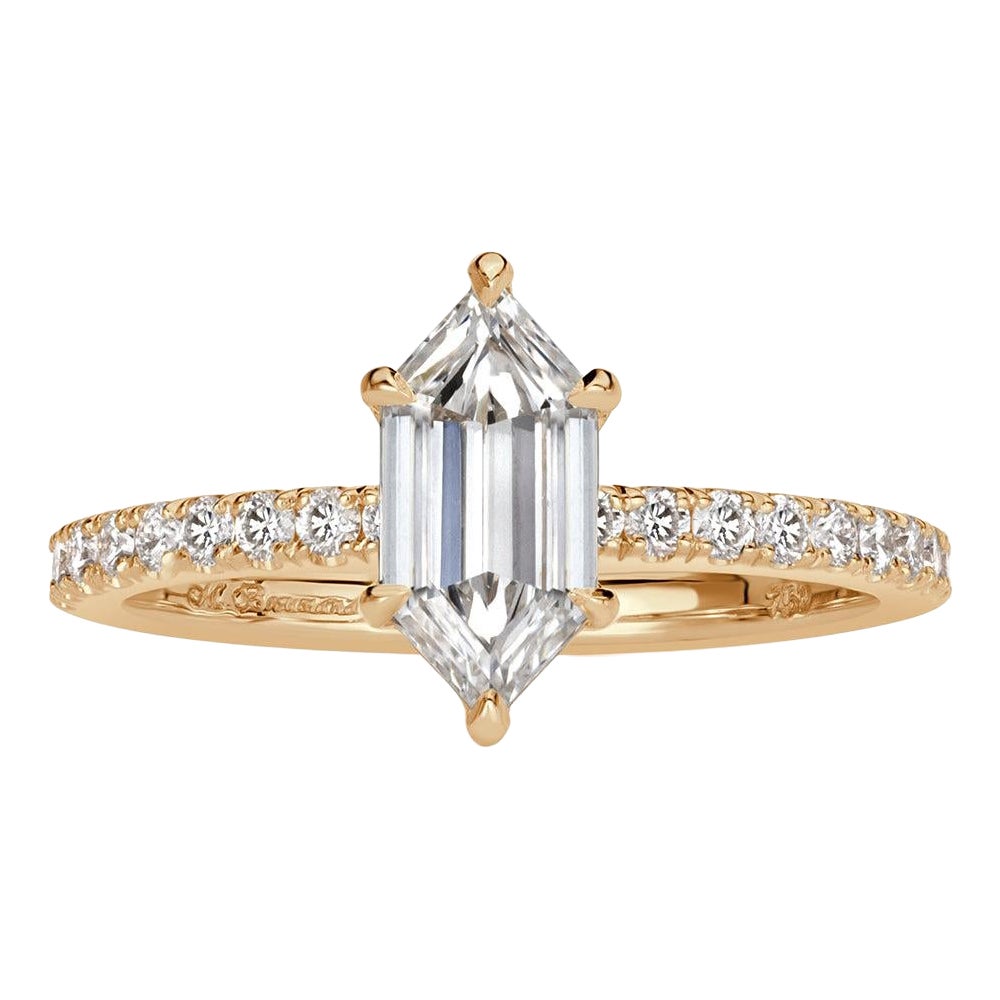 1.43ct Hexagon Cut Diamond Engagement Ring For Sale