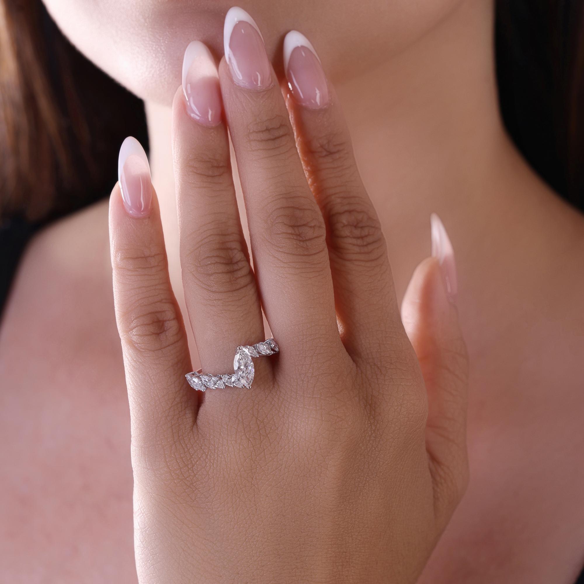 En vente :  1.43Ct. Marquise Cut Natural Diamond Bridal Ring 18K White Gold Fine Jewelry 2