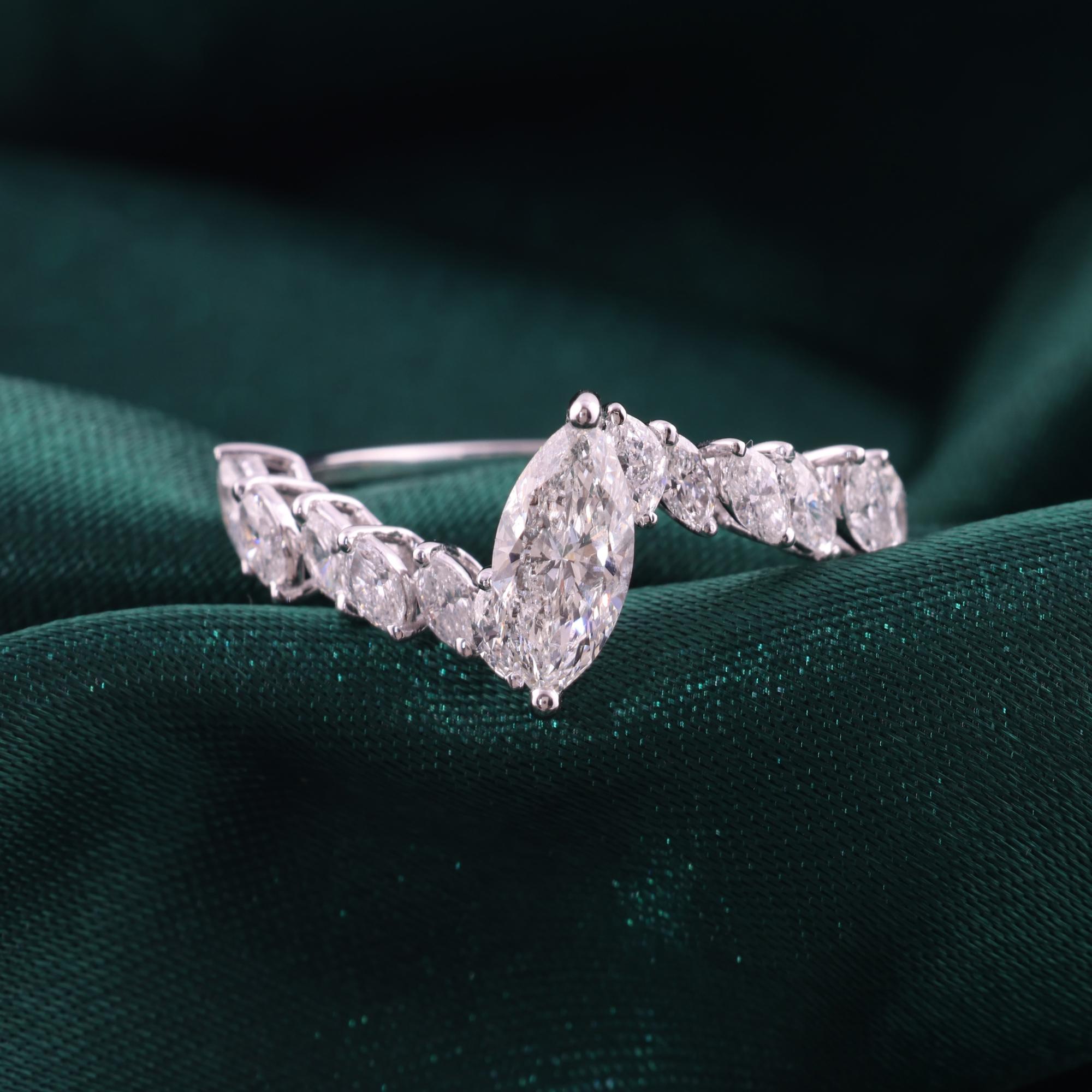 En vente :  1.43Ct. Marquise Cut Natural Diamond Bridal Ring 18K White Gold Fine Jewelry 3