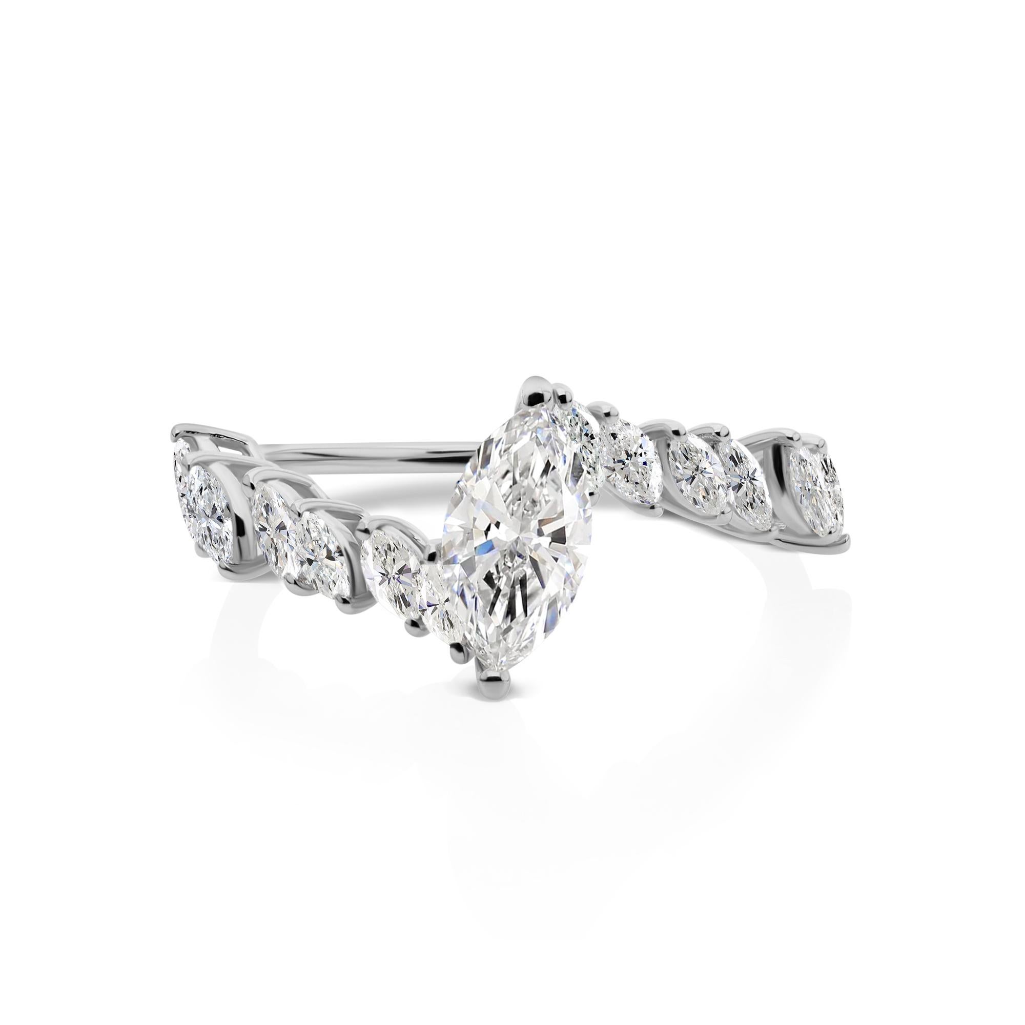 En vente :  1.43Ct. Marquise Cut Natural Diamond Bridal Ring 18K White Gold Fine Jewelry 5