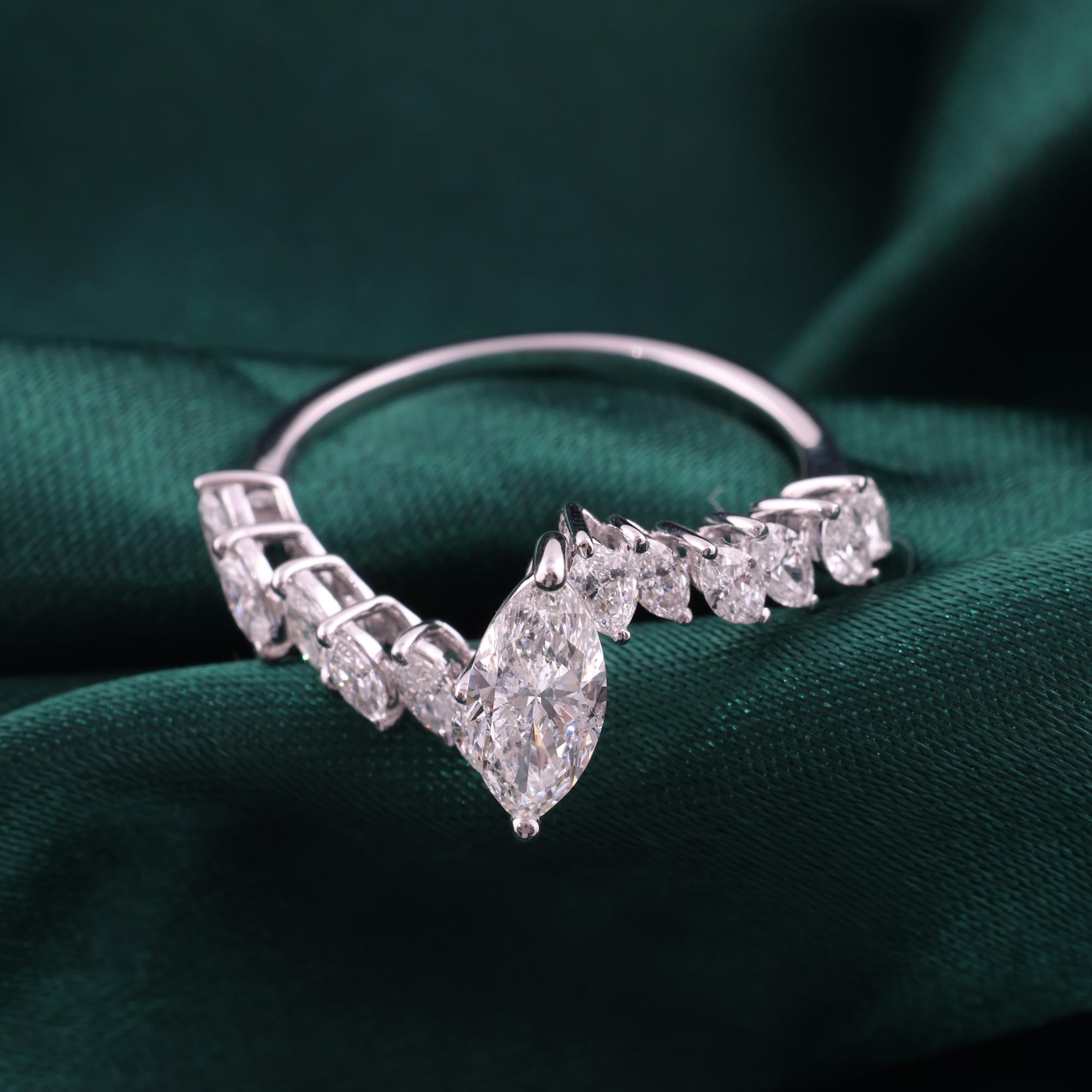 En vente :  1.43Ct. Marquise Cut Natural Diamond Bridal Ring 18K White Gold Fine Jewelry 8