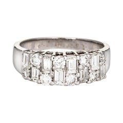1.43ct Mixed Cut Diamond Ring Vintage 18k White Gold Band Estate Jewelry
