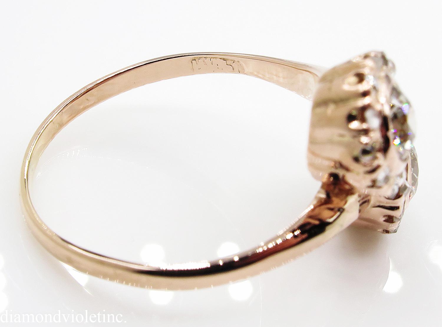 1.43 Carat Old European Diamond Bypass Crossover Cocktail Rose Gold Ring 2