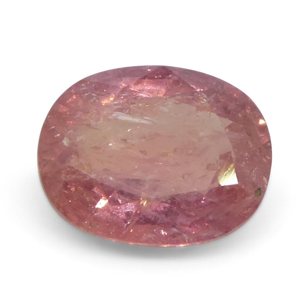 Women's or Men's 1.43ct Oval Orangy-Pink Padparadscha Sapphire from Tanzania, Unheated For Sale