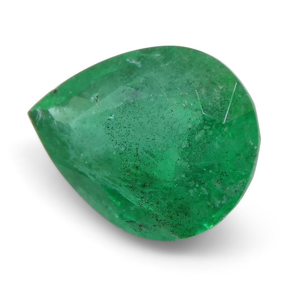 1.43ct Pear Shape Green Emerald from Zambia For Sale 2