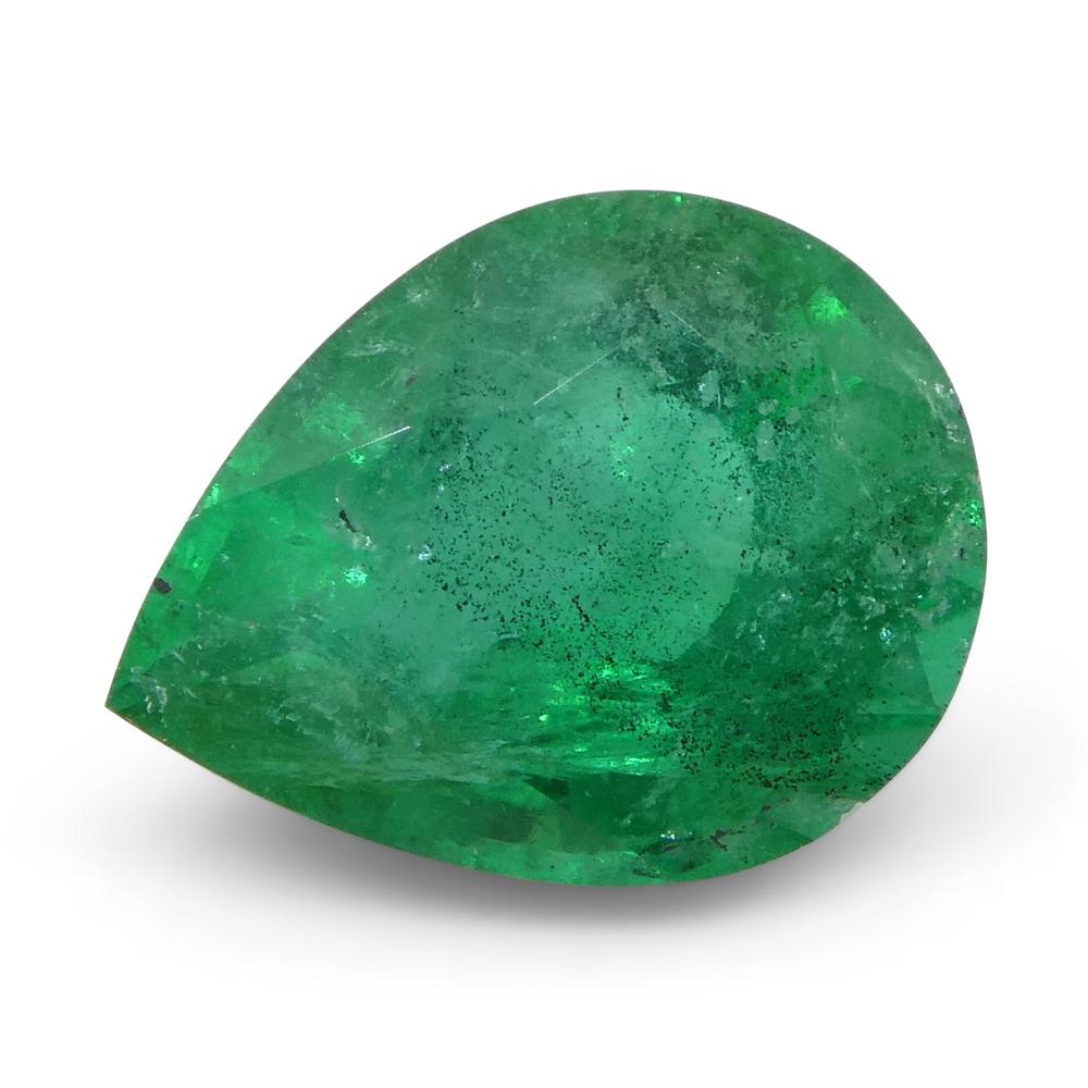 1.43ct Pear Shape Green Emerald from Zambia For Sale 3