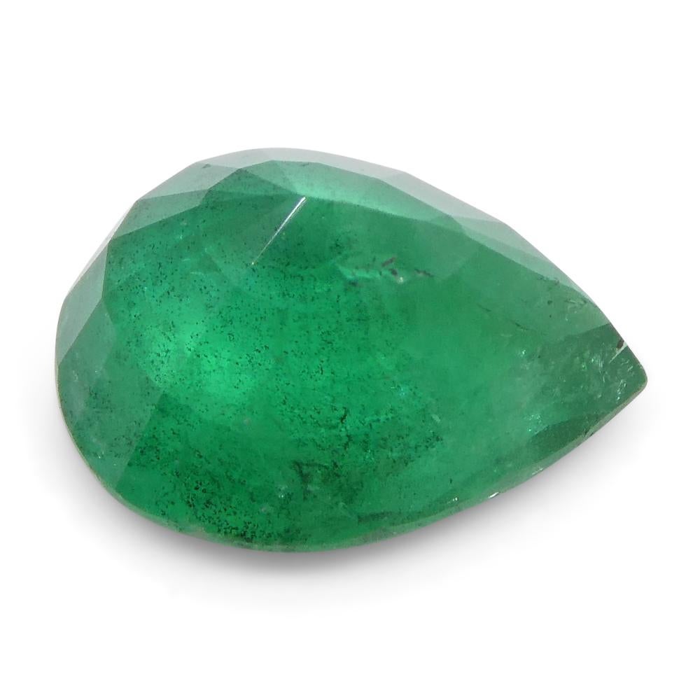 1.43ct Pear Shape Green Emerald from Zambia For Sale 4