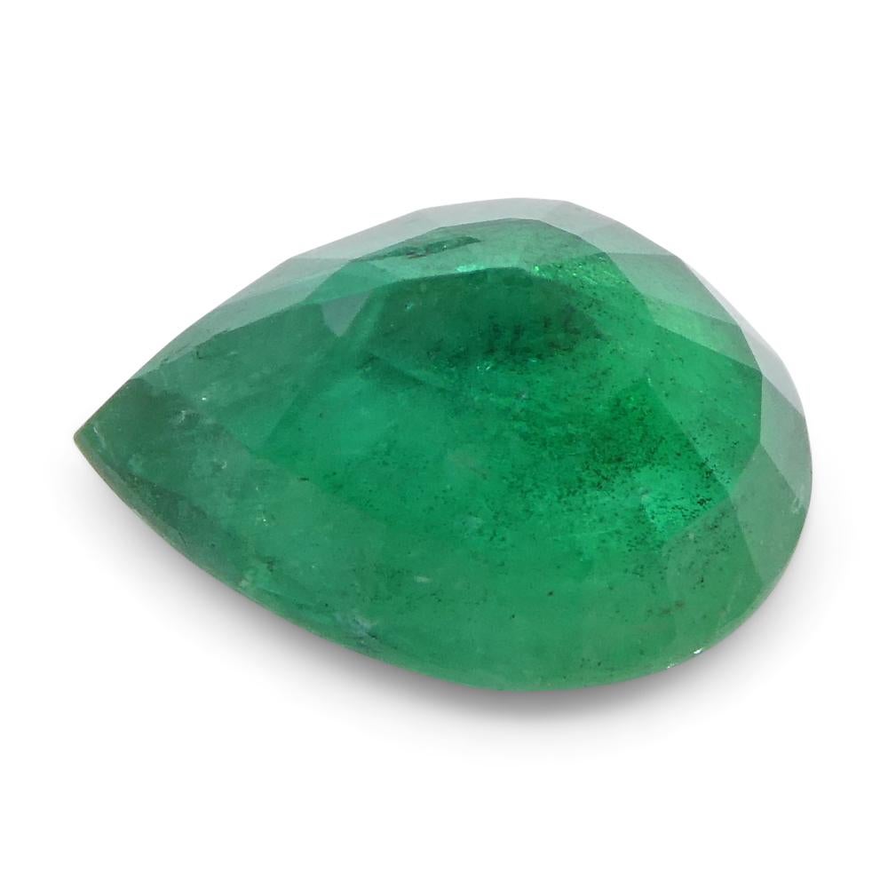 1.43ct Pear Shape Green Emerald from Zambia For Sale 6