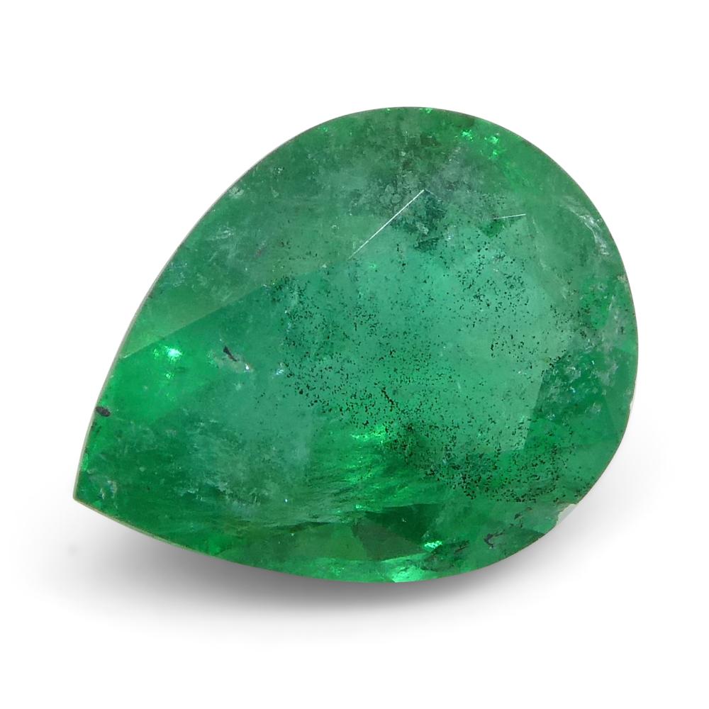Taglio brillante 1,43ct Smeraldo verde a forma di pera dallo Zambia in vendita