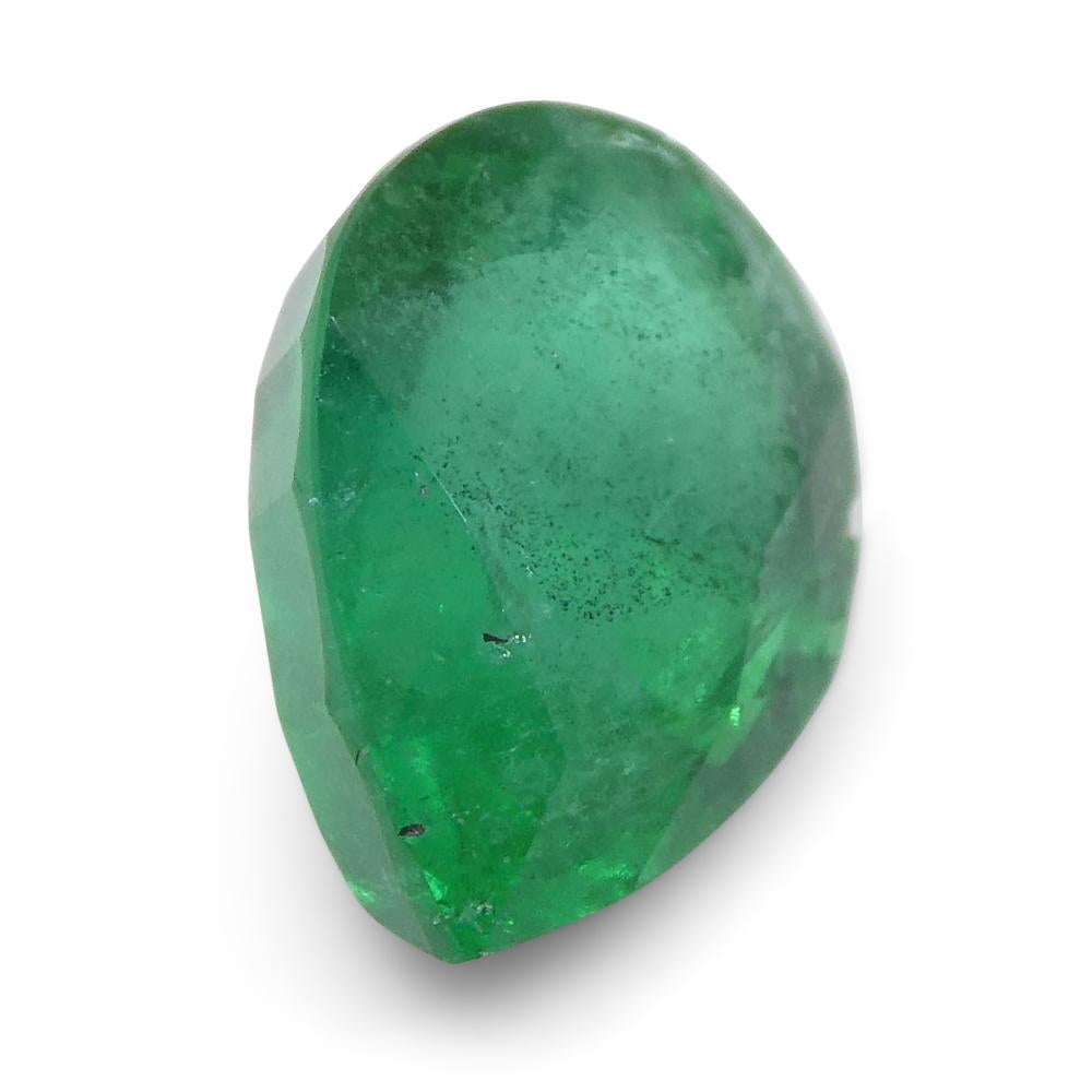 1.43ct Pear Shape Green Emerald from Zambia In New Condition For Sale In Toronto, Ontario