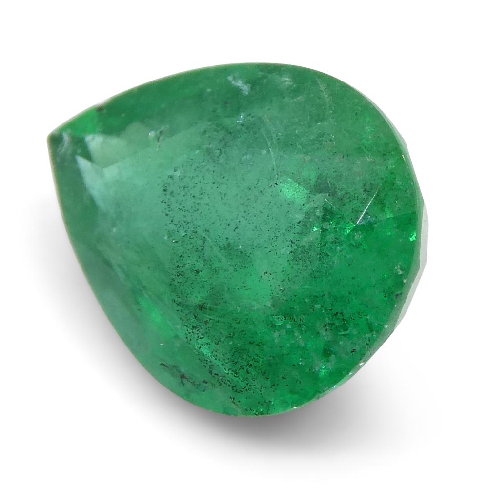 1.43ct Pear Shape Green Emerald from Zambia For Sale 1