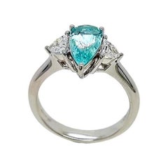 1.43ct Vivid Greenish Blue Paraiba Tourmaline Ring 18K White Gold GIA Certified