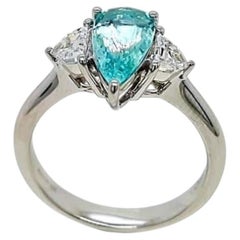 1.43ct Vivid Greenish Blue Paraiba Tourmaline Ring 18K White Gold GIA Certified