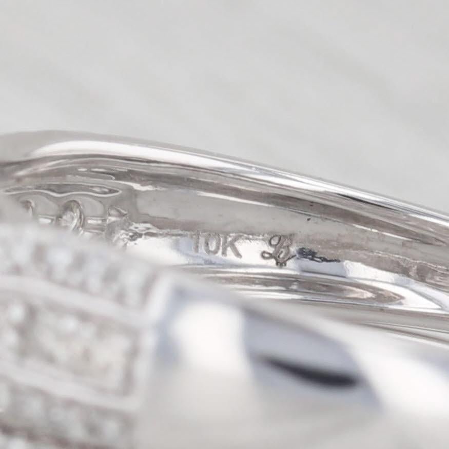 1.43ctw Diamond Pear Halo Engagement Ring Wedding Band Set 10k White Gold Sz 11 1