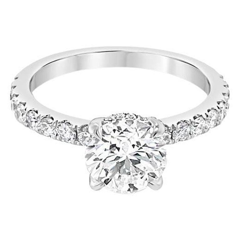 1,43 Karat runder Diamant im Brillantschliff, I SI1, 18 Karat Weißgold Verlobungsring