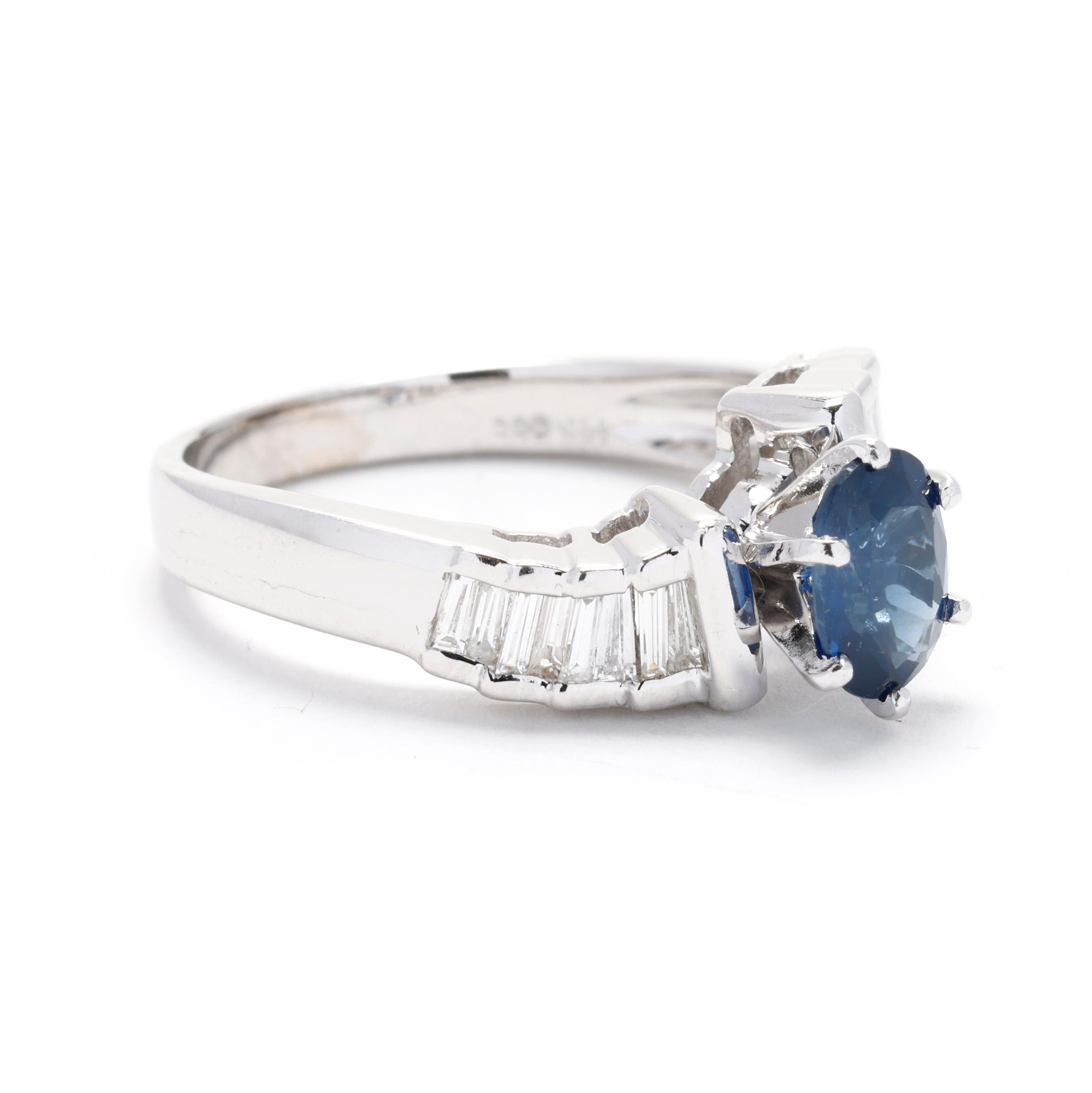 Declare your love with this exquisite 1.43ctw Sapphire and Diamond Engagement Ring. Expertly crafted in lustrous 14k white gold, this stunning ring features a vibrant blue sapphire center stone surrounded by sparkling round brilliant diamonds,