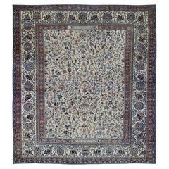 14'3"x15'7" Ivory Antique All Over Design Hand Knotted Pure Wool XL Oriental Rug