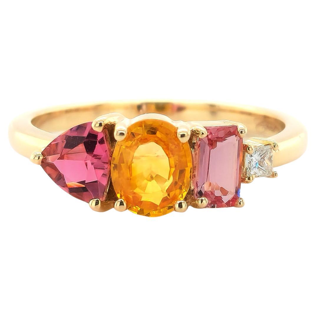 1.44 Сarats Sapphire, Tourmaline, Imperial Topaz, and Diamond Ring For Sale