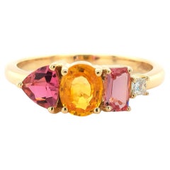 1.44 Сarats Sapphire, Tourmaline, Imperial Topaz, and Diamond Ring