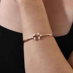 1.44 Carat 18K Rose Gold Pear Shape Diamond Open Bangle Bracelet