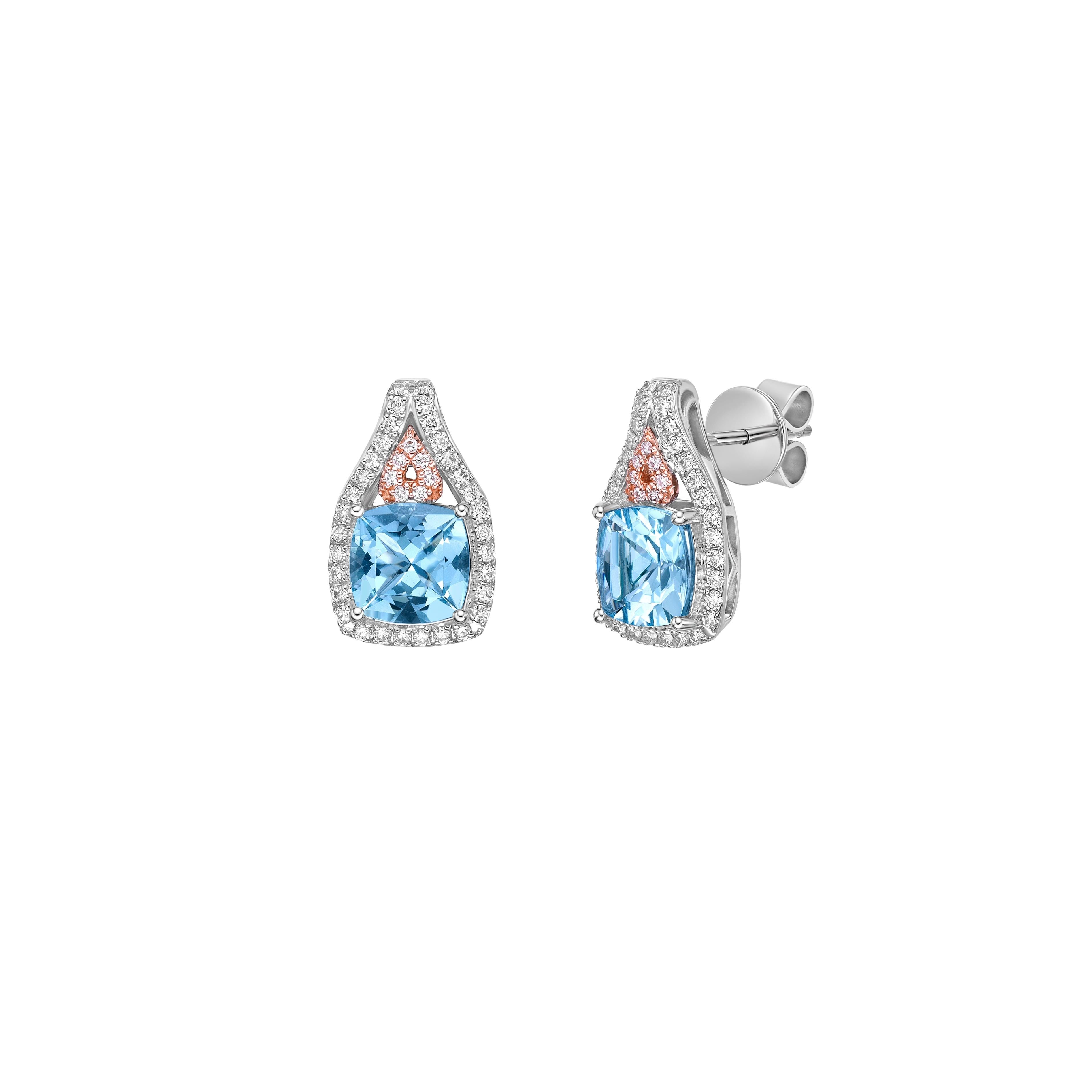 This collection features an array of Aquamarines with an icy blue hue that is as cool as it gets! Accented with Diamonds these Stud Earrings are made in White Rose Gold and present a classic yet elegant look.

Aquamarine Stud Earring in 18Karat