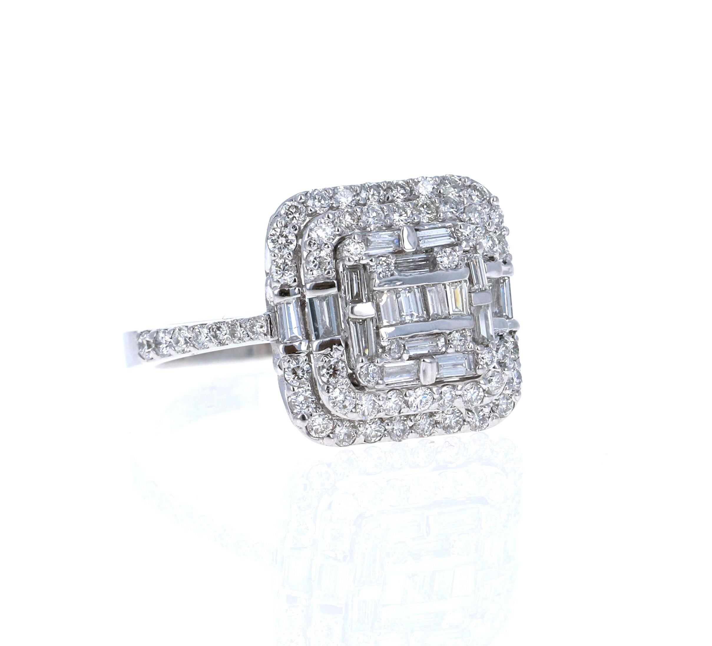 Dieser wunderschöne Cocktail-Ring wird Ihre Accessoire-Kollektion aufwerten!   Die vielen Diamanten in diesem Ring verleihen ihm ein großes und königliches Aussehen!
Er hat 64 Brillanten im Rundschliff mit einem Gewicht von 0,82 Karat und 18