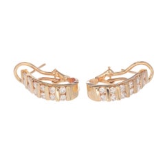 1.44 Carat Diamond Channel Gold Half Hoop Earrings