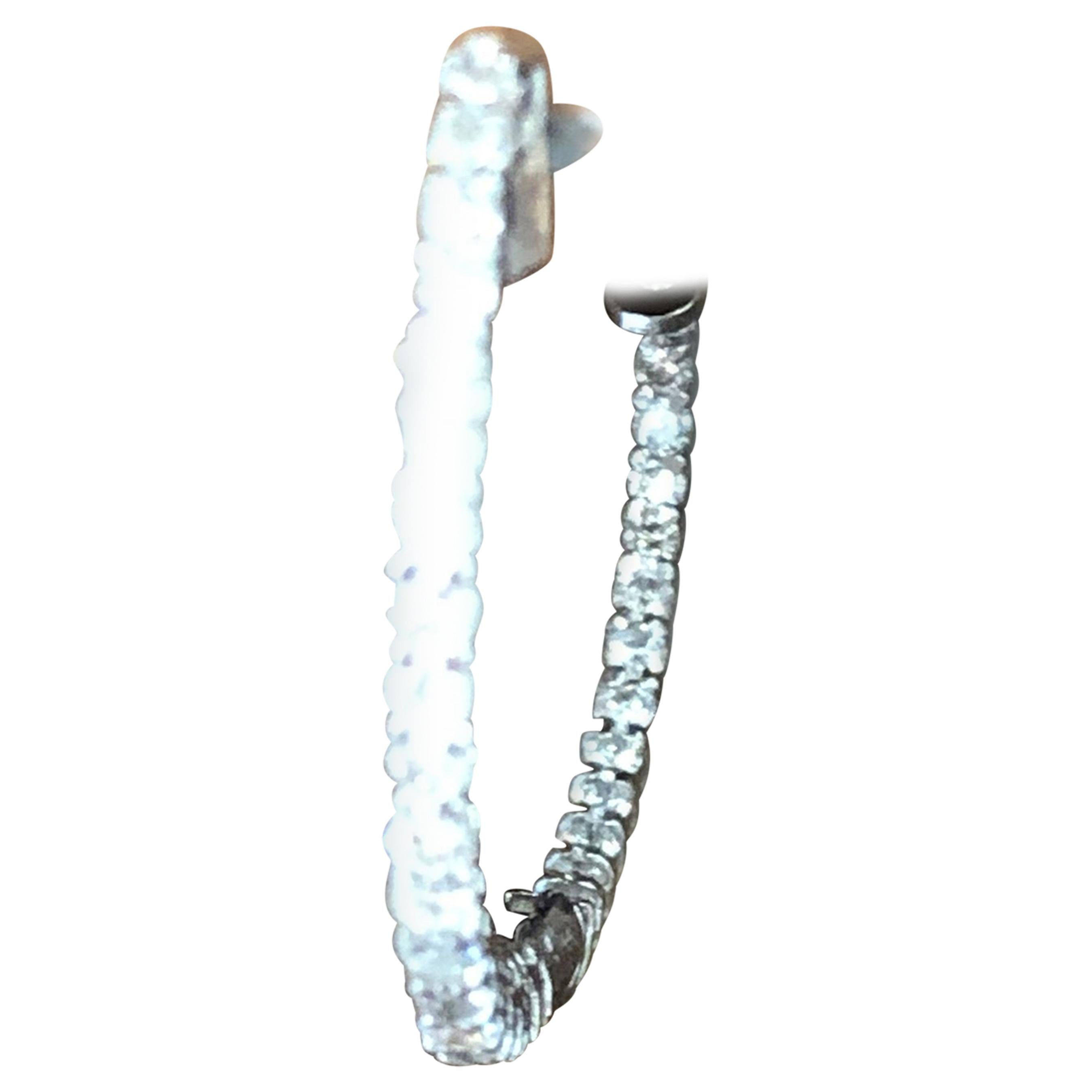 1.44 Carat Diamond in and Out Hoops Earrings in 14 Karat White Gold For Sale